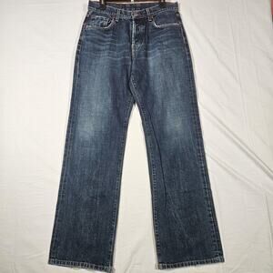 Vintage Lucky Brand Dungarees Jeans Mens 32x33 Blue Straight Denim Distressed